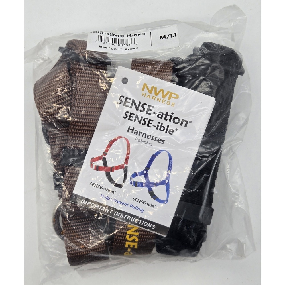 SENSE-ation No‎ Pull Dog Trainer Walking Harness Med/Lg Brown Nylon Adjusts Pet